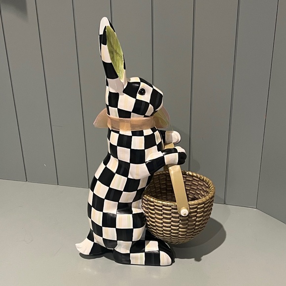 Mackenzie-Childs Courtly Check Basket Bunny -Easter-NEW CONDITION - Picture 2 of 10